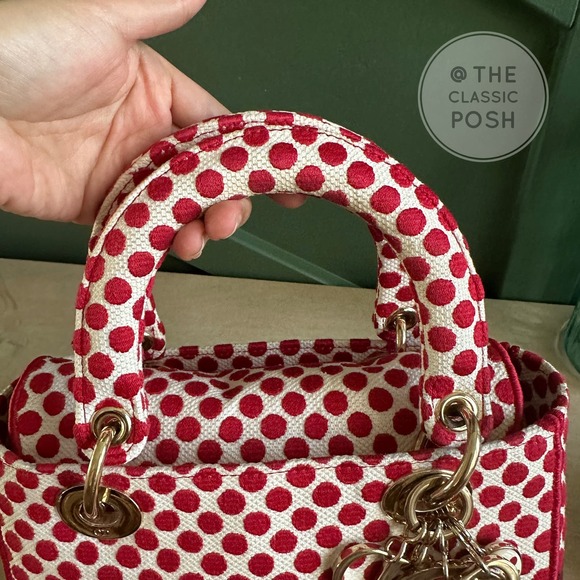 EUC  Rare Christian Dior Lady D Lite Dioramour 2020 Lady Bug Dots Satchel Bag - Picture 16 of 16